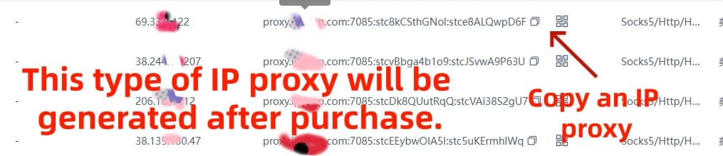 Smartproxy IP list — copy the generated proxy credential string